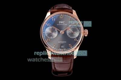 Replica IWC Schaffhausen Portuguese 7 Days Power Reserve watch Rose Gold Case Grey Face